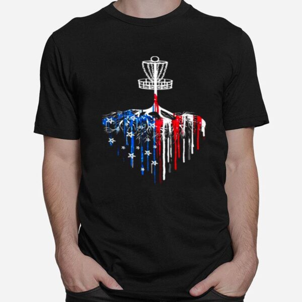 Disc Golf American Flag Bleeding T-Shirt