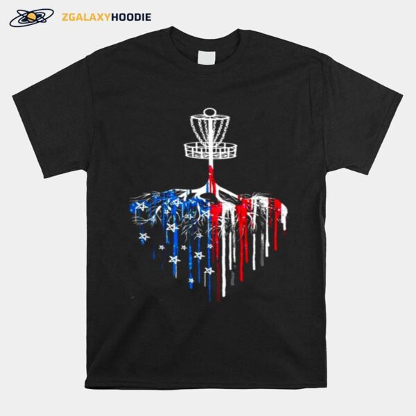 Disc Golf American Flag Bleeding T-Shirt