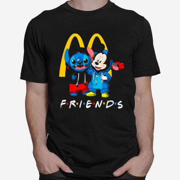 Disney Mickey Mouse And Baby Stitch Friends With Mc Donalds T-Shirt