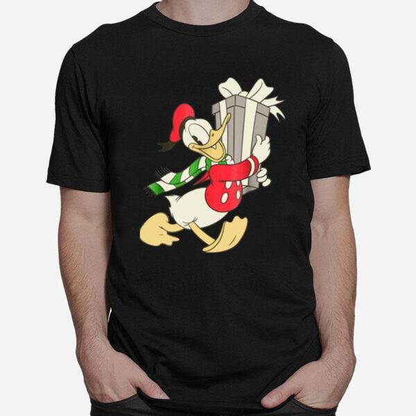 Disney Vintage Donald Duck With Holiday Present T-Shirt