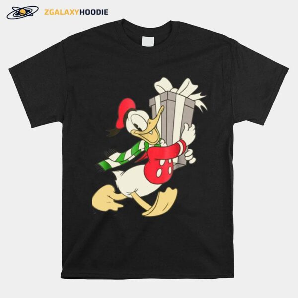 Disney Vintage Donald Duck With Holiday Present T-Shirt