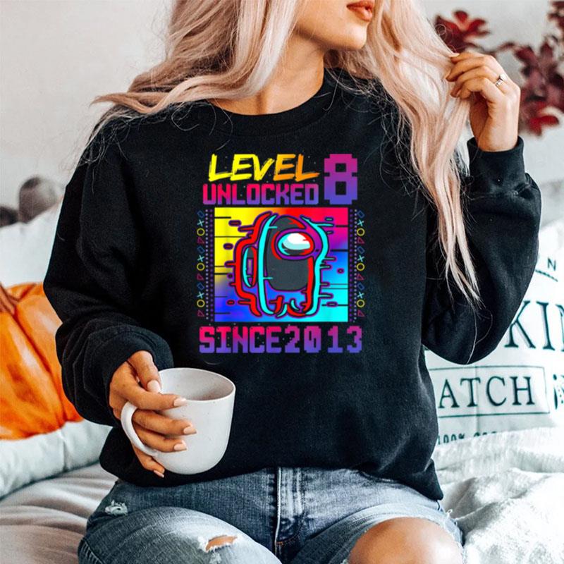 Disstressed Level 8 Unlocked Among With Us 8Th Birthday Sweater