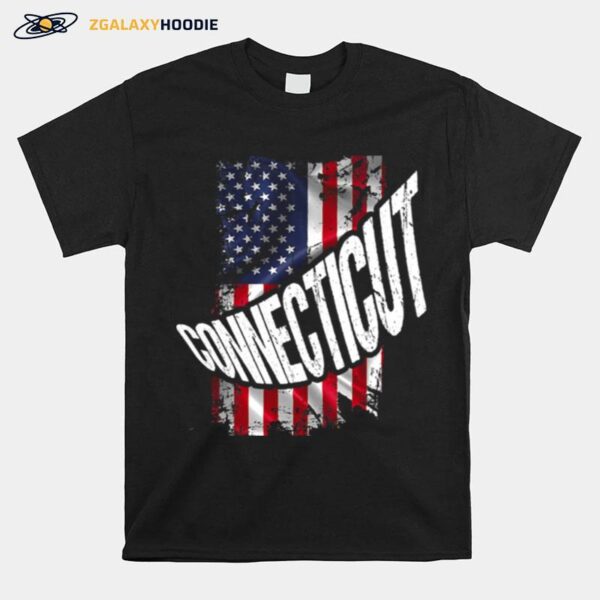 Distressed American Flag Connecticut T-Shirt