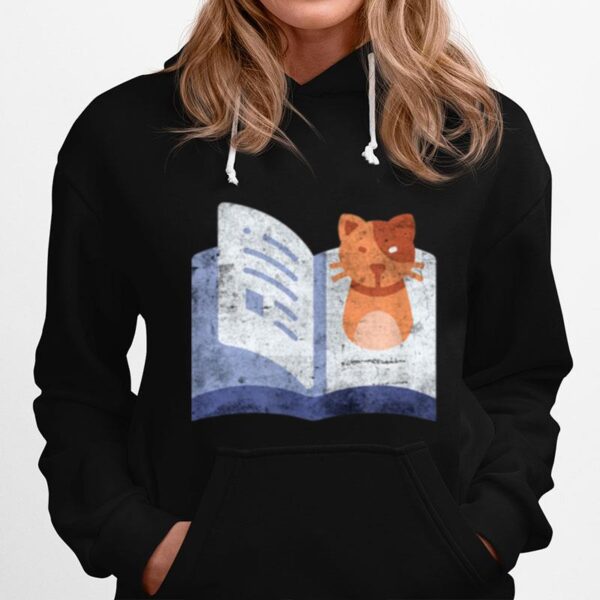 Distressed Book And Cat Reading Introvert Hoodie
