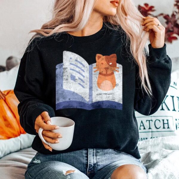 Distressed Book And Cat Reading Introvert Sweater