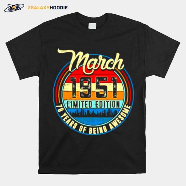 Distressed Retro March 1951 70Th Birthday T-Shirt