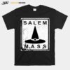 Distressed Salem Mass Black Witch Hat Massachusetts Sign T-Shirt