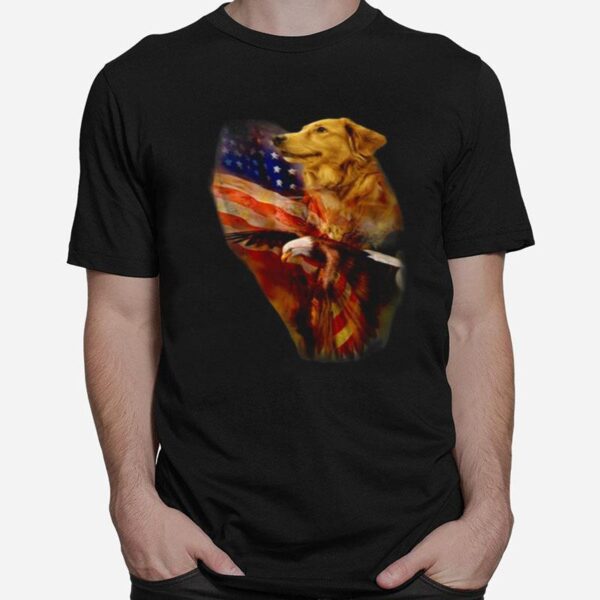 Eagle Cgolden Retriever American Wings Happy 4Th Of July T-Shirt