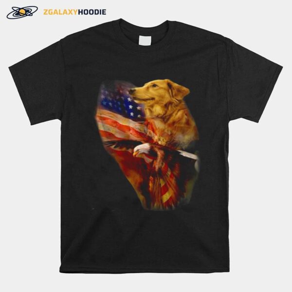 Eagle Cgolden Retriever American Wings Happy 4Th Of July T-Shirt