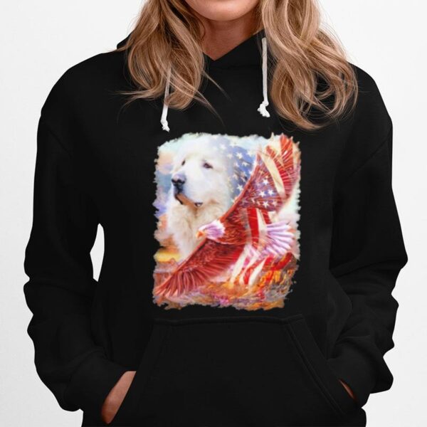 Eagle Great Pyrenees American Wings Happy 4Th Of July Hoodie