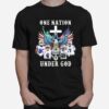 Eagle Holding Skull Dallas Cowboys One Nation Under God Signatures T-Shirt