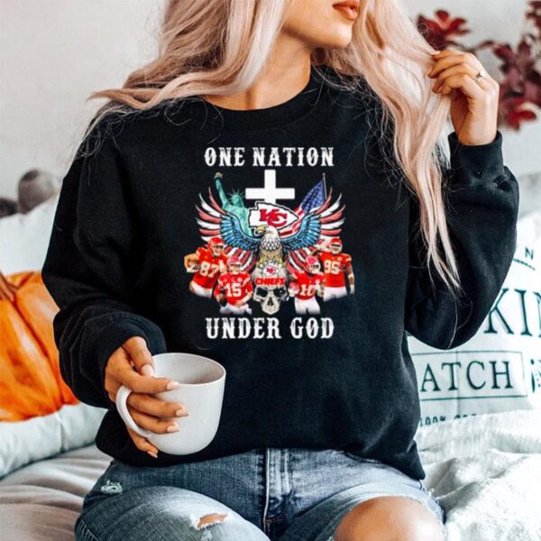 Eagle Holding Skull Kansas City Chiefs One Nation Under God Signatures Sweater