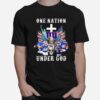 Eagle Holding Skull New York Giants One Nation Under God Signatures T-Shirt