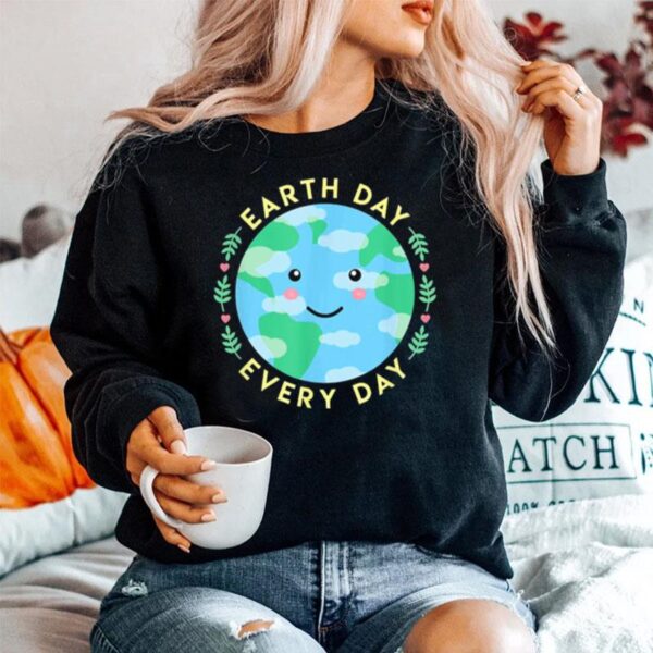 Earth Day Every Day Love The Environment Cute Kawaii Planet Sweater