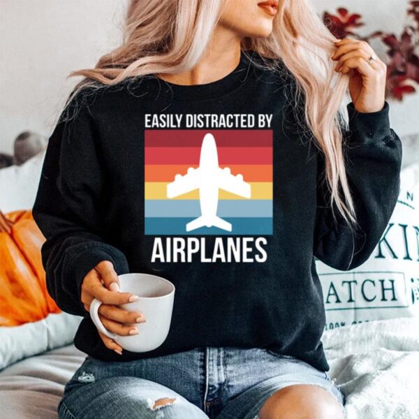 Easily Distracted By Airplanes Vintage Sweater