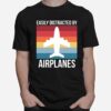 Easily Distracted By Airplanes Vintage T-Shirt