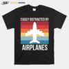 Easily Distracted By Airplanes Vintage T-Shirt