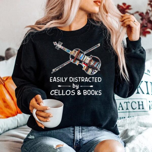 Easily Distracted By Cellos And Books Violin Sweater