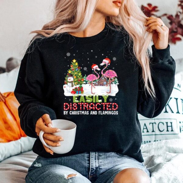 Easily Distracted By Christmas And Flamingo Noel Hat Dancing Sweater