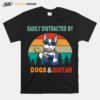 Easily Distracted By Dogs And Guitar Vintage Sunset T-Shirt