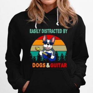 Easily Distracted By Dogs And Guitar Vintage Hoodie