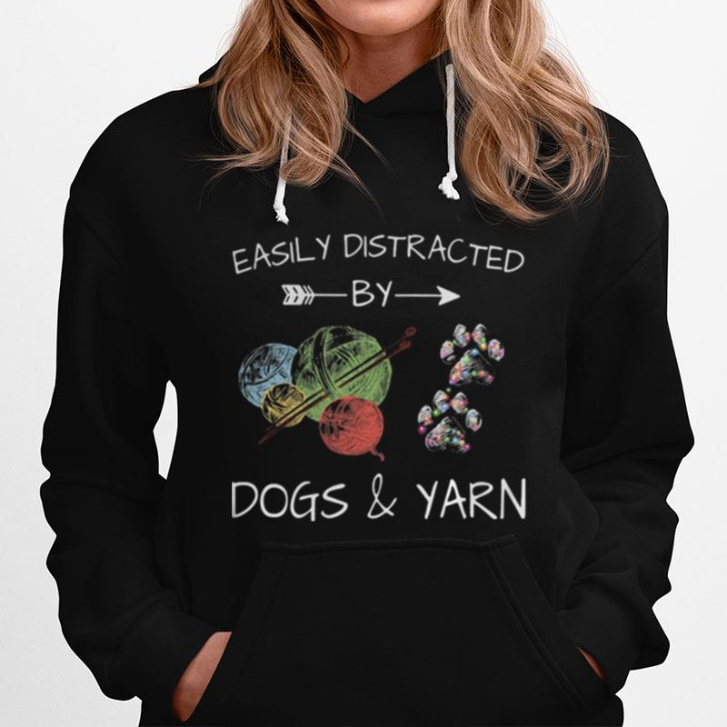 Easily Distracted By Dogs And Yarn Christmas Hoodie