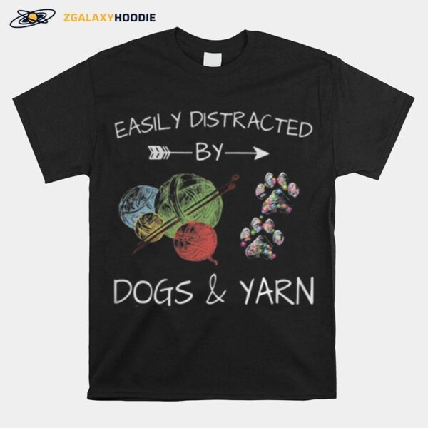 Easily Distracted By Dogs And Yarn Christmas T-Shirt