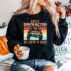 Easily Distracted By Jeeps And Dogs Vintage Retro Sweater