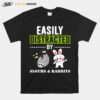 Easily Distracted By Sloths Lover Design Cute Rabbits T-Shirt