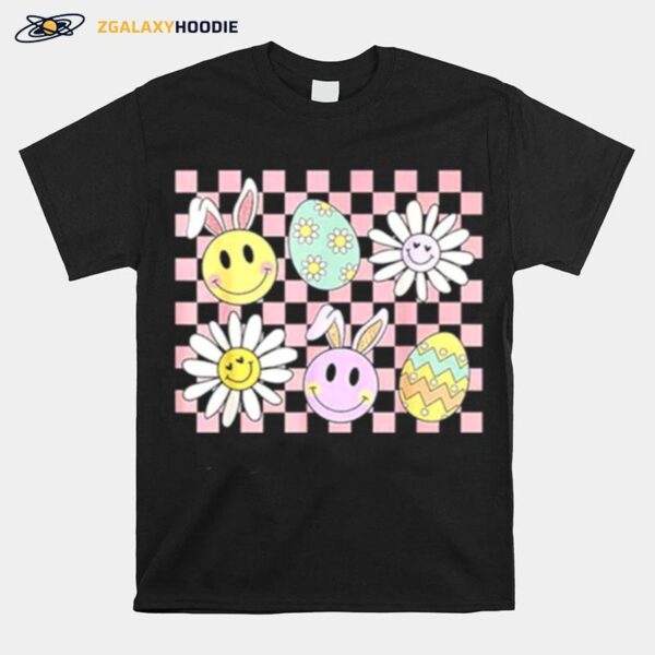 Easter Groovy Bunny Pastel Check Egg T-Shirt