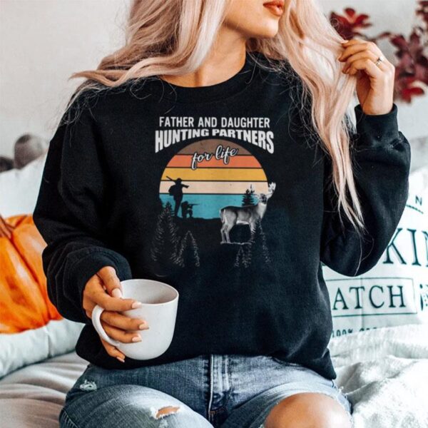 Father And Daughter Hunting Partners For Life Vintage Retro Sweater