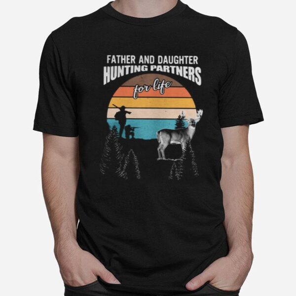 Father And Daughter Hunting Partners For Life Vintage Retro T-Shirt