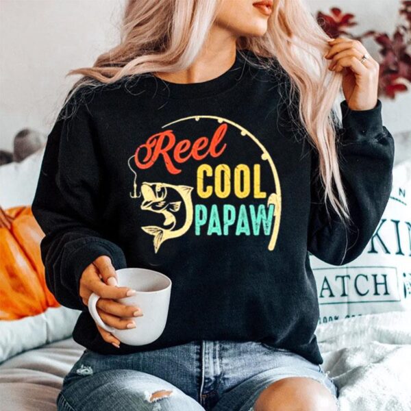 Fathers Day Fishing Reel Cool Papaw Vintage Sweater