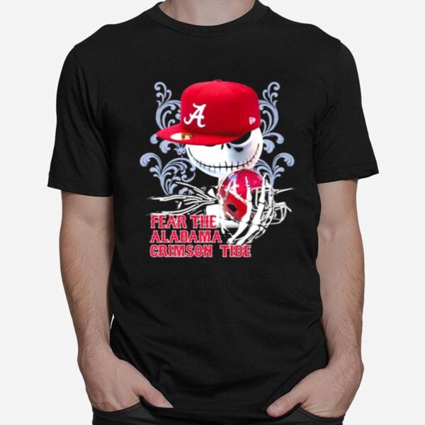 Fear The Alabama Crimson Tide Skull Wear Hat Logo Team T-Shirt