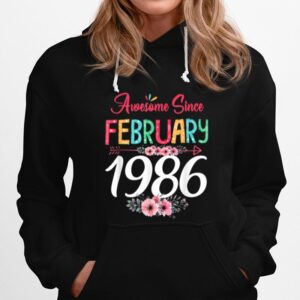 February Girl 1986 Floral 35Th Birthday 35 Years Old Hoodie