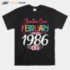 February Girl 1986 Floral 35Th Birthday 35 Years Old T-Shirt