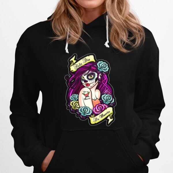 Feliz Dia De Muertos Pin Up Girl Hoodie