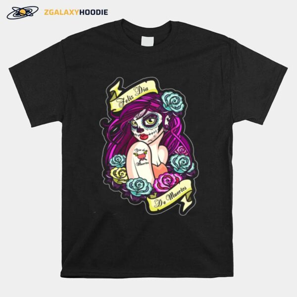 Feliz Dia De Muertos Pin Up Girl T-Shirt