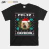 Feliz Navidog Briard Dog Santa Hat Funny Ugly Christmas T-Shirt