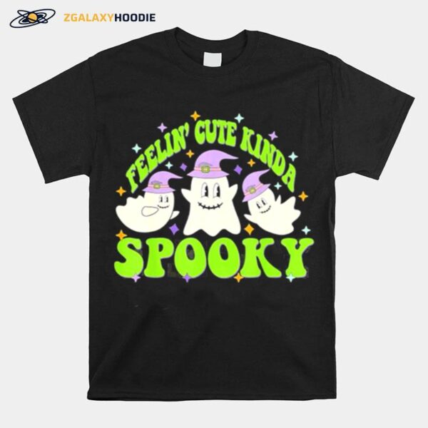 Fellin Cute Kinda Spooky Season Witch Boo Crew Halloween T-Shirt