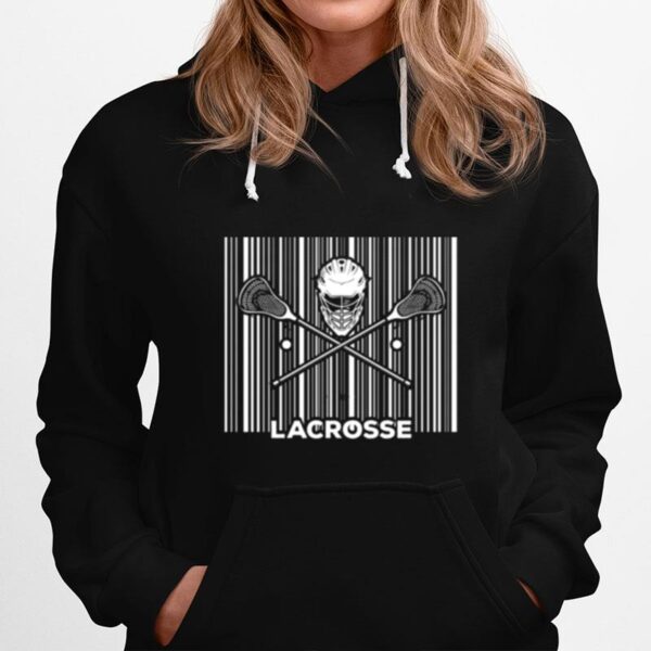 Field Game Sticks Mask Barcode Player Lacrosse Hoodie