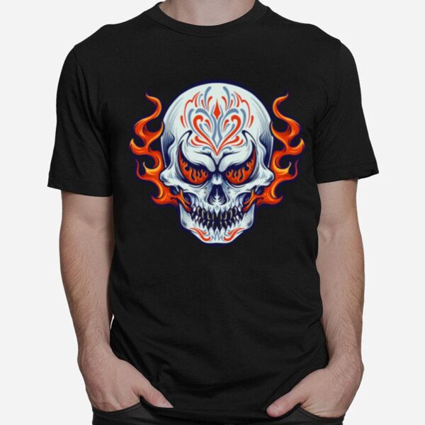 Fire Sugar Skull Dia De Muertos Day Of Dead T-Shirt