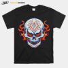 Fire Sugar Skull Dia De Muertos Day Of Dead T-Shirt