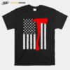 Firefighter American Flag Axe Thin Red T-Shirt