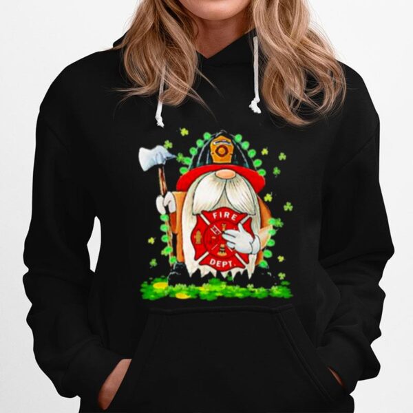 Firefighter Gnome Patricks Day Shamrock Hoodie