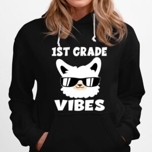 First Day School 1St Grade Vibes Llama Alpaca First Grade Hoodie