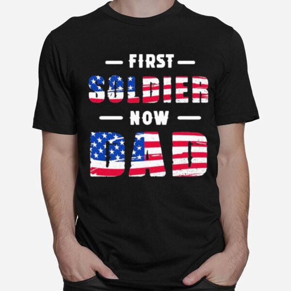 First Goldien Now Dad Maximilian Genevieve American Flag T-Shirt