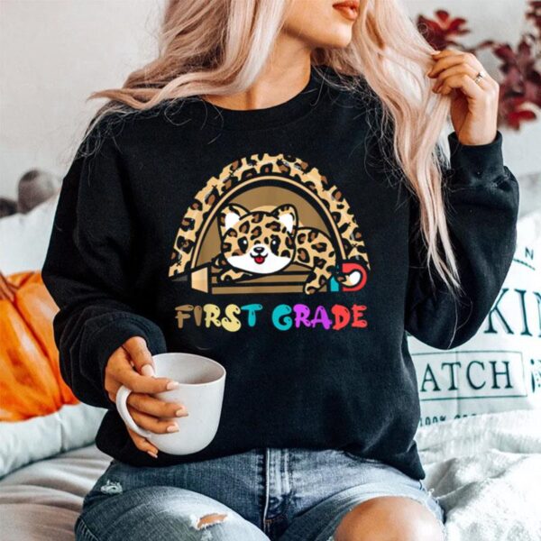 First Grade Leopard Rainbow Sweater