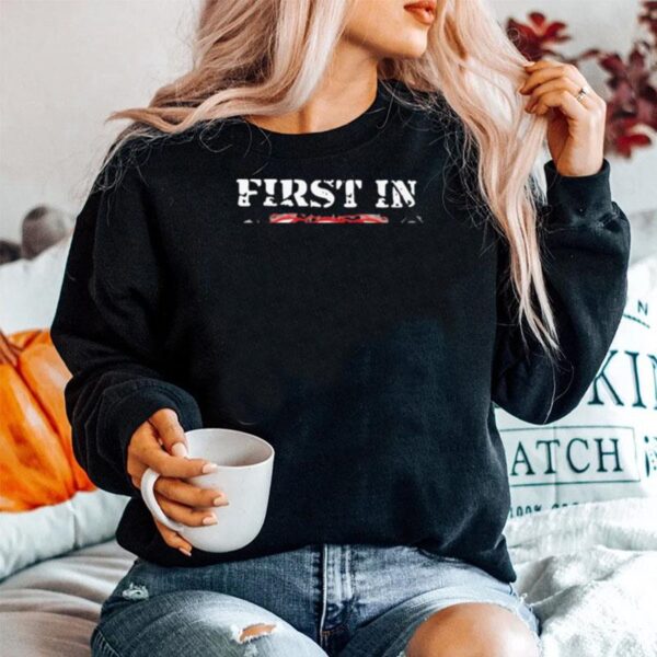 First In Last Out Firefighter American Flag Sweater