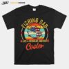 Fishing Dad Like A Regular Dad But Cooler Retro Vintage American Flag T-Shirt